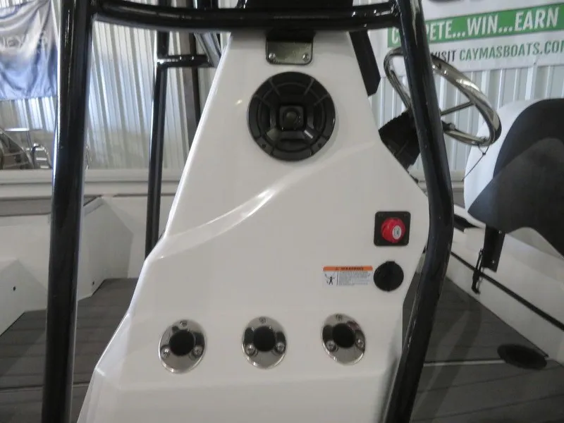 Slide: The Image of 2024 Vexus AVX2180CC boat console with speaker and control panel. - 17