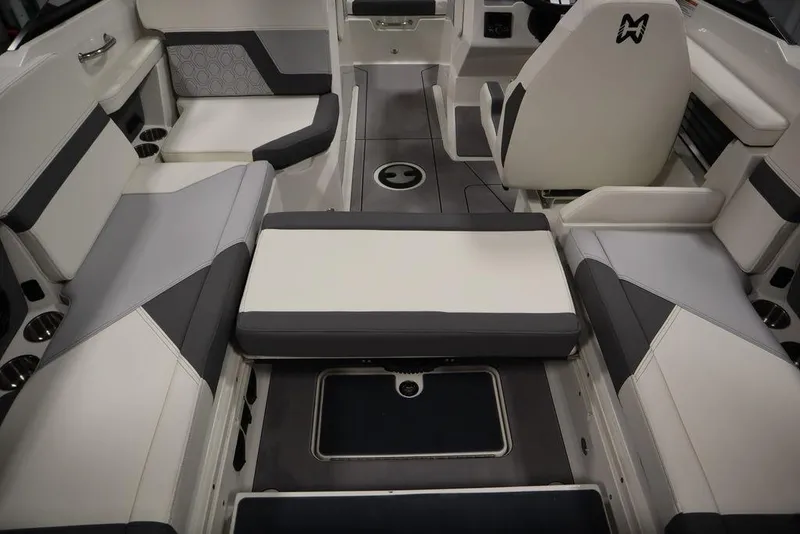 Slide: The Image of 2024 Heyday H20 boat interior with modern seating and sleek design. - 49