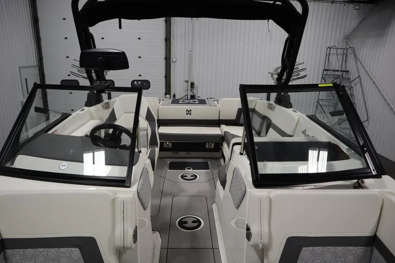 Slide: The Image of 2024 Heyday H20 boat interior with modern seating and sleek design. - 21
