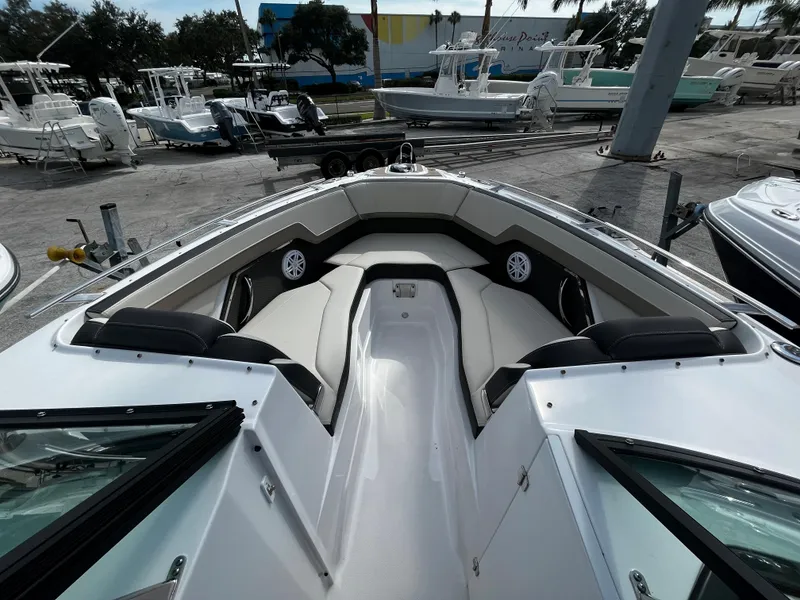 Slide: The Image of 2024 Monterey 275SS boat interior with spacious seating and modern design. - 17