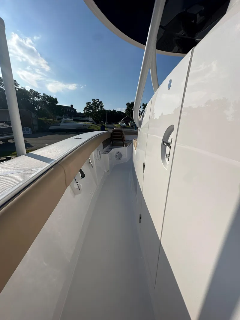 Slide: The Image of 2024 Jupiter 43 boat deck with sleek design and modern features. - 33
