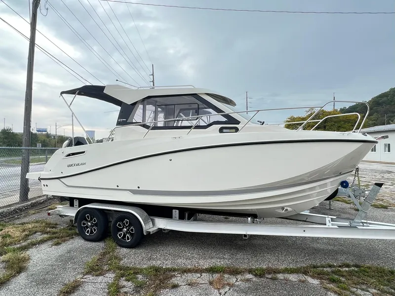 Slide: The Image of 2023 Quicksilver 675 Weekend Cruiser on a trailer, side view. - 16