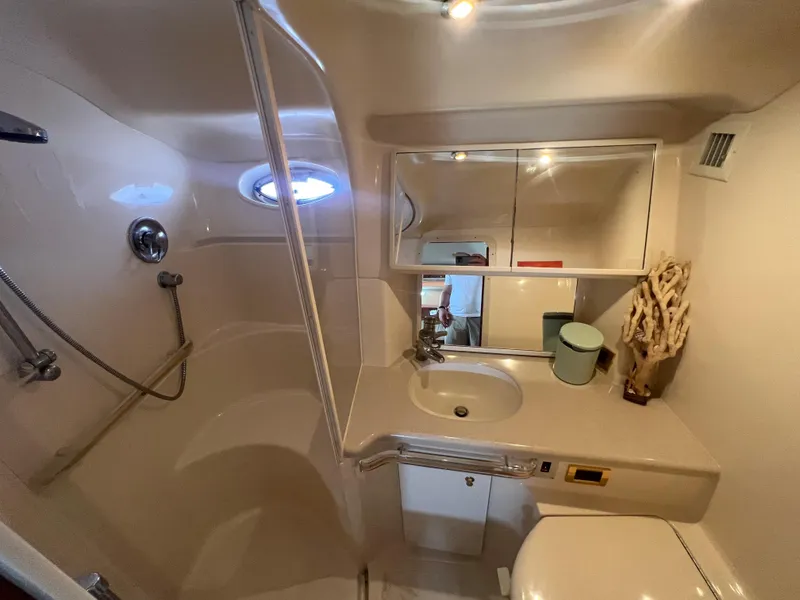 Slide: The Image of Bathroom interior of a 2000 Sea Ray 540 Sundancer yacht with shower and vanity. - 45