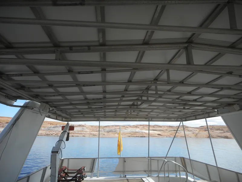 Slide: The Image of Upper deck of 1995 Stardust Cruisers The Verdict houseboat with lake view. - 49