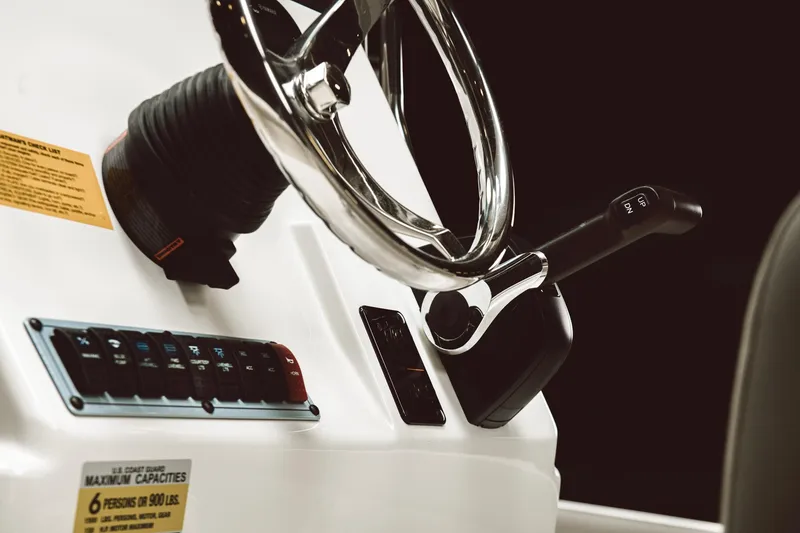 Slide: The Image of 2024 Key West 188 Bay Reef boat steering console and controls. - 39