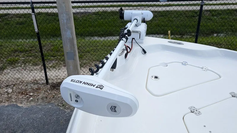 Slide: The Image of 2024 Key West 230 Bay Reef boat with Minn Kota trolling motor. - 16