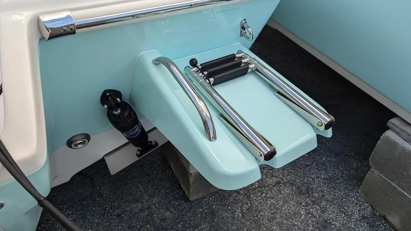 Slide: The Image of 2024 Key West 230 Bay Reef boat swim platform with ladder. - 4