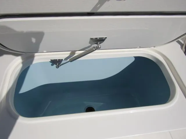 Slide: The Image of Open storage compartment on 2024 Boston Whaler 250 Dauntless boat. - 15