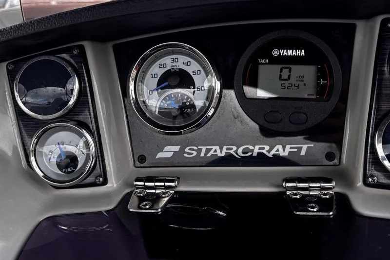 Slide: The Image of Dashboard of 2023 Starcraft CX 23 DL BAR boat with Yamaha tachometer. - 30