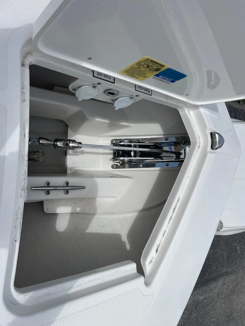 Slide: The Image of 2024 Pursuit DC 326 Dual Console anchor locker with stainless steel hardware. - 22