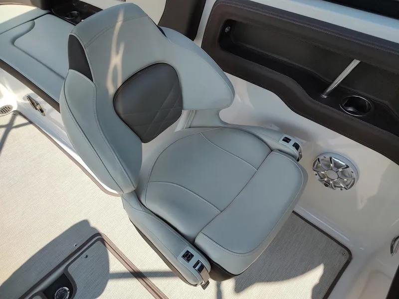 Slide: The Image of Luxury seating in 2018 Chaparral 267 SSX boat, featuring sleek design and premium materials. - 40