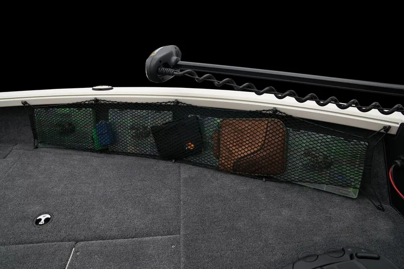 Slide: The Image of 2024 Ranger VS1882SC Angler boat storage compartment with netting. - 28