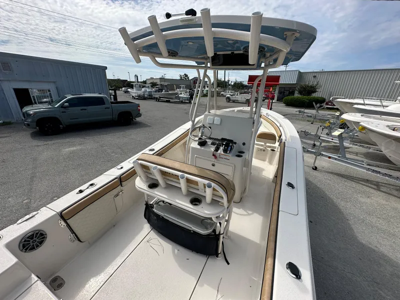 Slide: The Image of 2023 Sea Chaser 24 HFC boat interior with center console and T-top. - 9