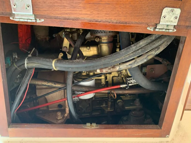 Slide: The Image of Engine compartment of a 1987 Catalina 30 Tall-Rig sailboat. - 44