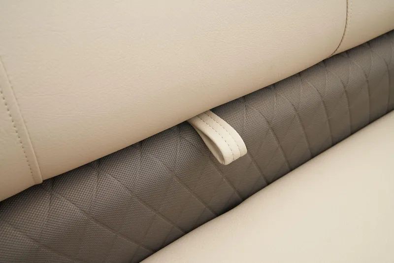 Slide: The Image of Close-up of 2024 Sun Tracker SportFish 22 XP3 seat upholstery. - 22