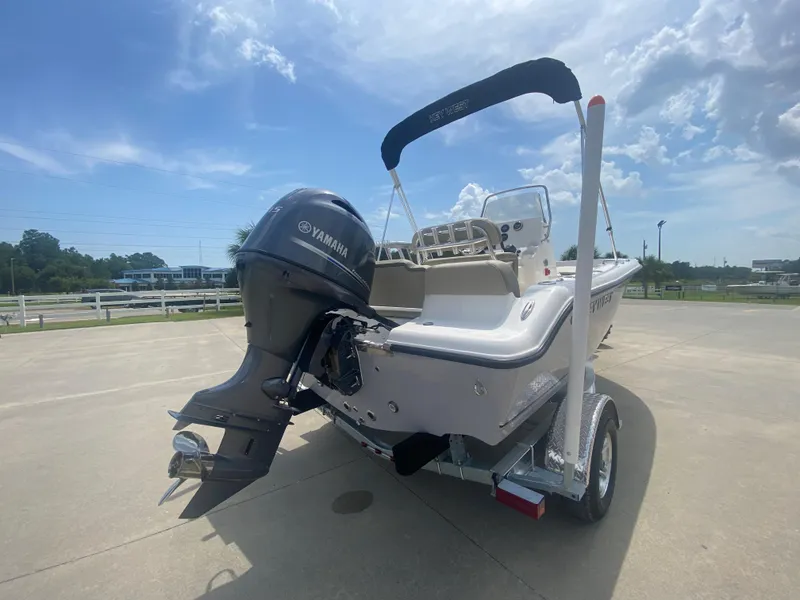 Slide: The Image of 2024 Key West 189 FS boat with Yamaha outboard motor on trailer. - 4