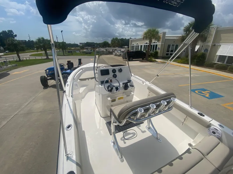 Slide: The Image of 2024 Key West 189 FS boat interior with console and seating. - 6