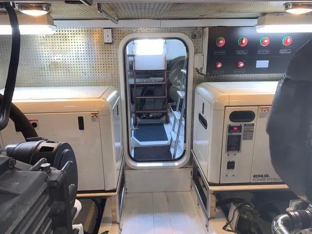 Slide: The Image of Engine room of a 2008 Hampton Command Bridge yacht with Kohler power systems. - 15