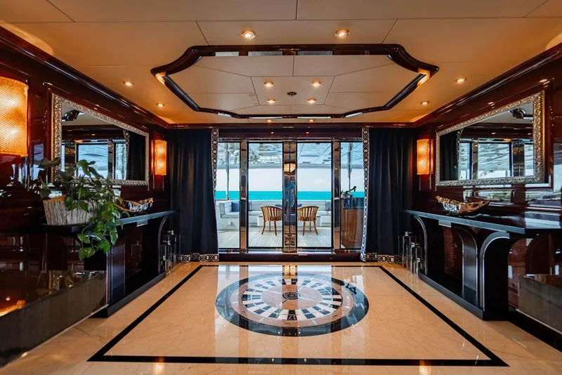 Slide: The Image of Luxurious interior of 2008 Christensen Tri-Deck Motor Yacht with elegant decor and ocean view. - 5