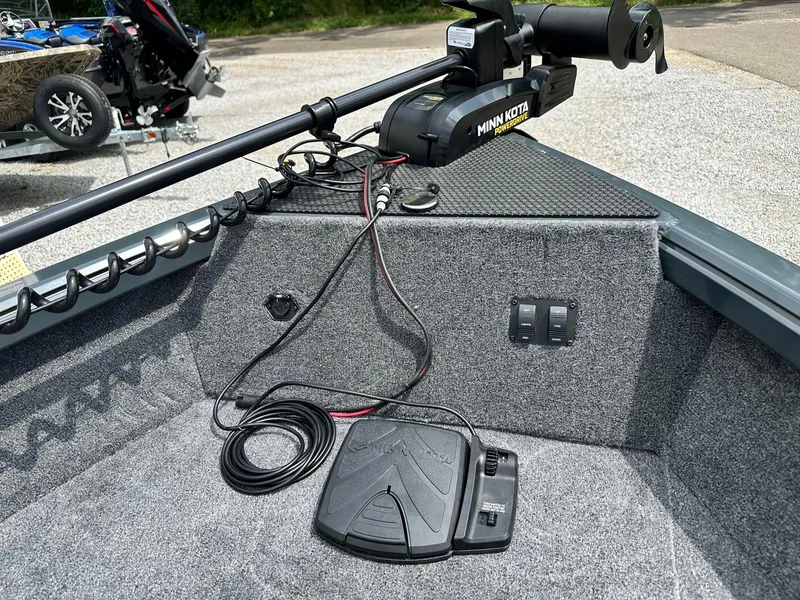 Slide: The Image of 2024 Ranger VS1665SC boat with Minn Kota trolling motor and foot pedal. - 7