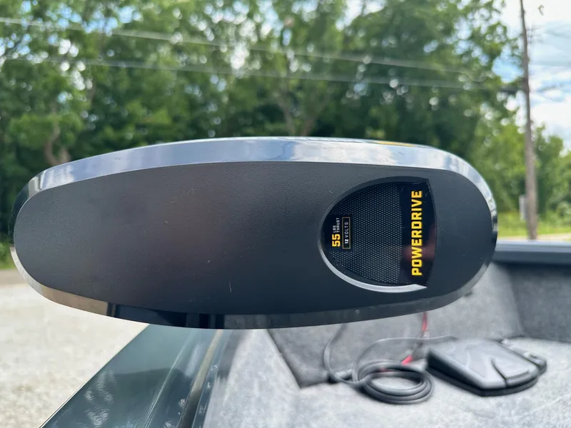 Slide: The Image of 2024 Ranger VS1665SC boat with PowerDrive motor, close-up view. - 8