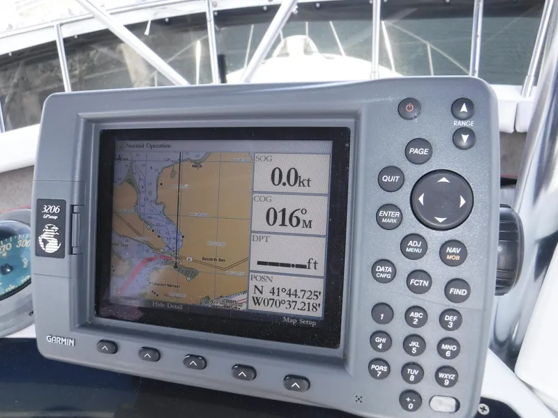 Slide: The Image of Garmin GPS navigation system on 1988 Trojan 12 Meter boat. - 39