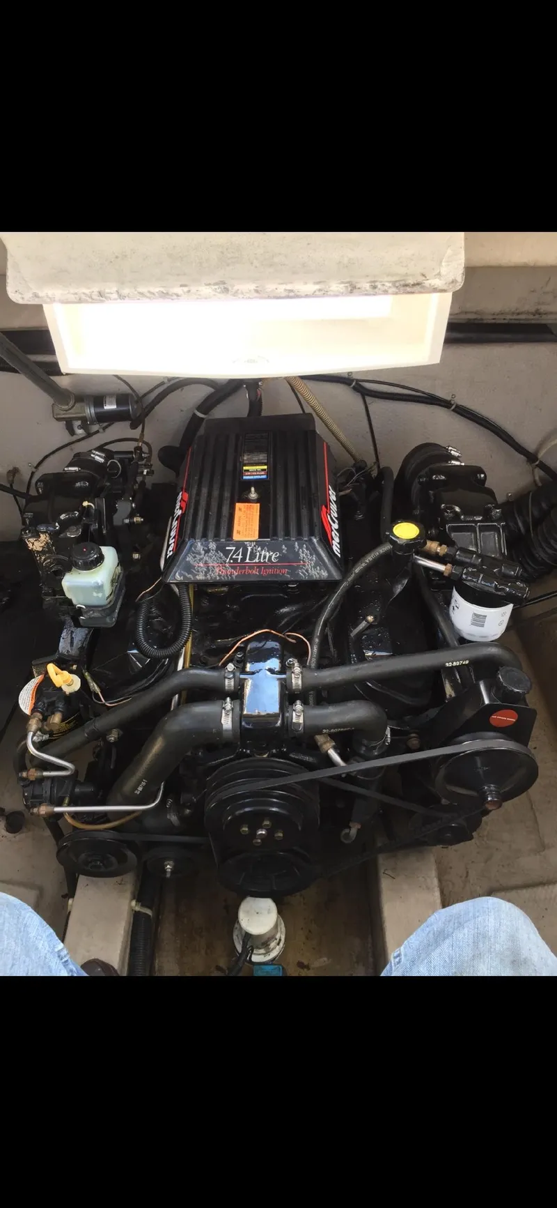 Slide: The Image of Engine of 1997 Regal Ventura 8.3 SC boat, detailed view. - 4