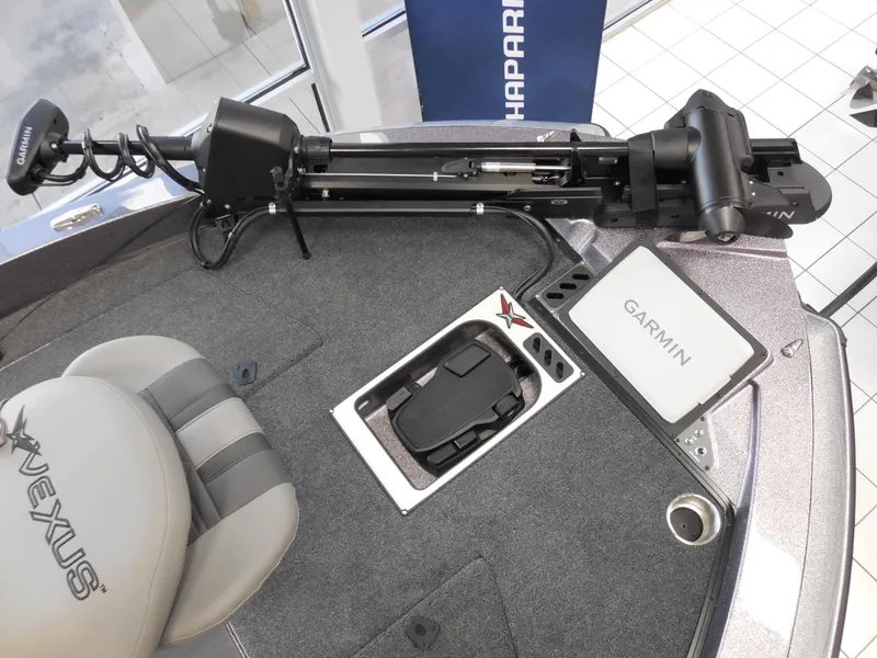 Slide: The Image of 2025 Vexus DVX 22 S boat deck with Garmin equipment and seating. - 7