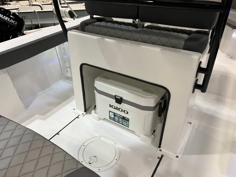 Slide: The Image of 2024 Polar 220 boat interior with Igloo cooler storage. - 14