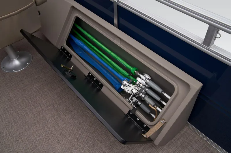 Slide: The Image of Rod storage compartment on 2024 Sun Tracker Fishin' Barge 22 XP3. - 41