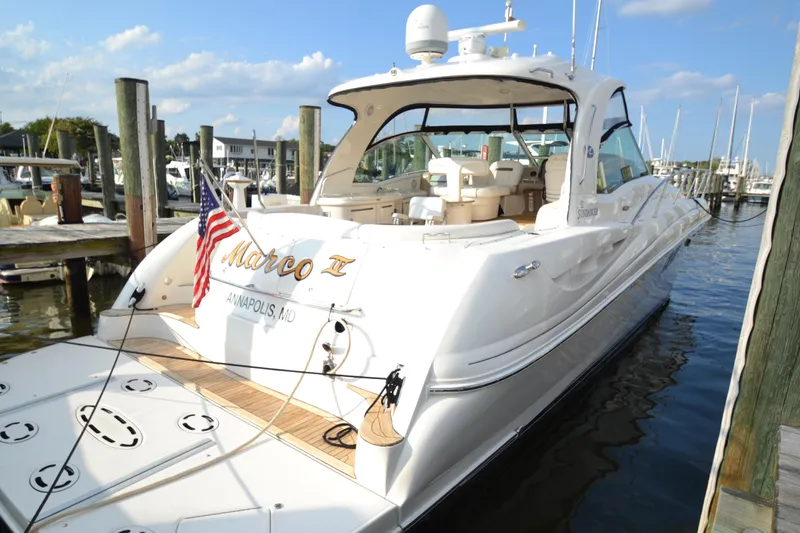Slide: The Image of 2007 Sea Ray 520 Sundancer yacht docked in Annapolis harbor. - 3
