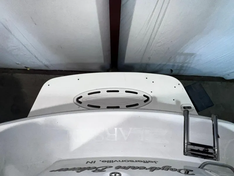 Slide: The Image of Larson 270 boat stern with swim platform and ladder, 2001 model. - 35