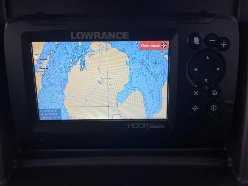 Slide: The Image of Lowrance Hook Reveal GPS display on 2023 Berkshire 22RFX CTS boat. - 13