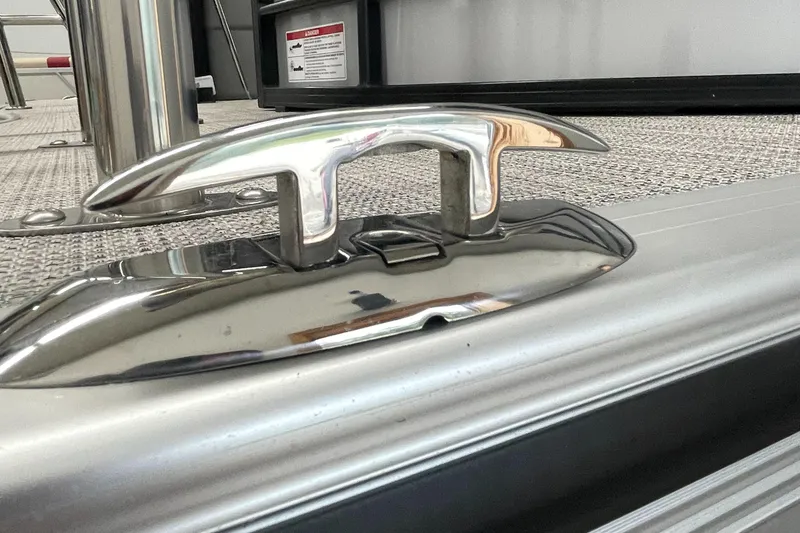 Slide: The Image of Close-up of a 2023 Berkshire 22RFX CTS boat cleat on deck. - 9