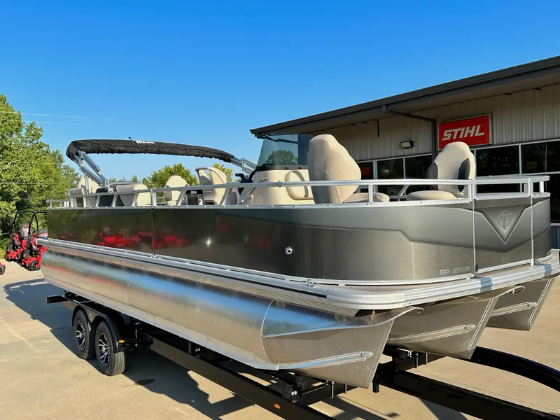 Slide: The Image of 2023 Tahoe Pontoon 25FT Sport 85 Center Console Fish boat on trailer. - 3