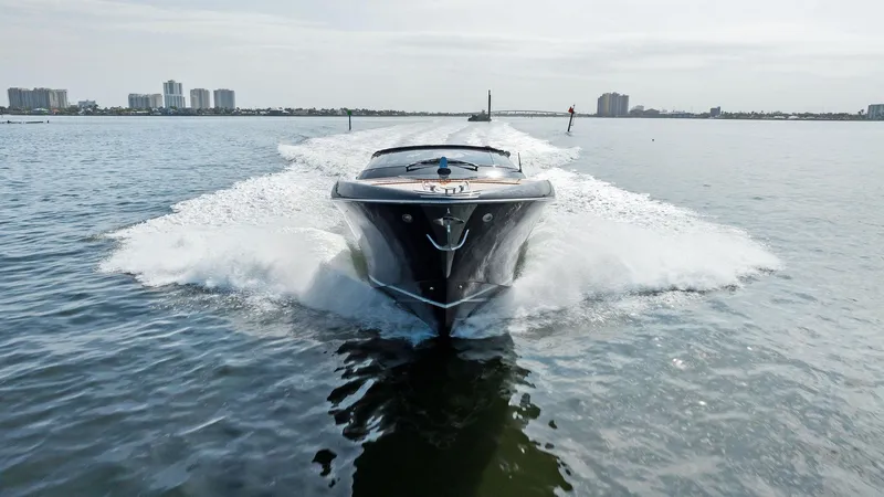Slide: The Image of 2017 Riva Rivamare luxury yacht cruising on open water. - 2
