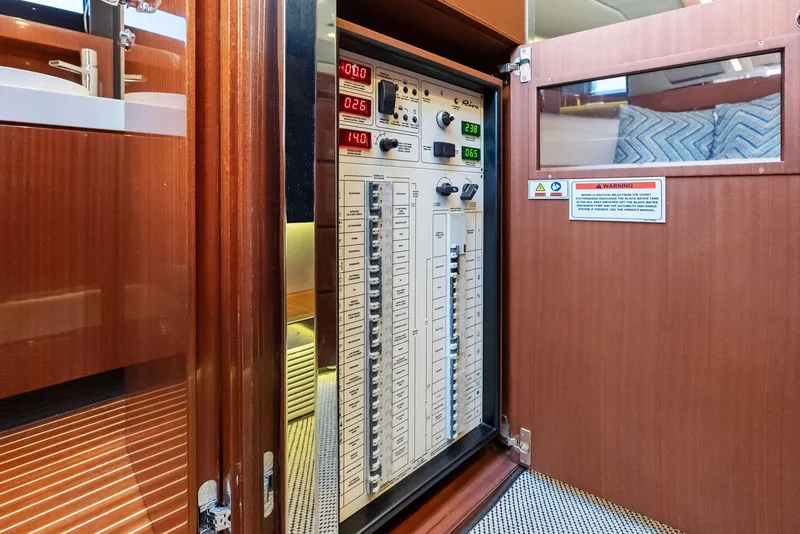 Slide: The Image of Electrical control panel inside a 2017 Riva Rivamare yacht. - 27