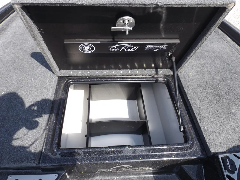 Slide: The Image of 2020 Falcon Boats 21TE storage compartment with open lid. - 8