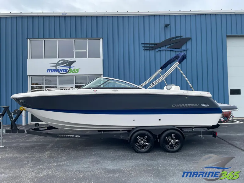 The Image of 2024 Chaparral 247 SSX boat on trailer outside Marine365 building. - 0