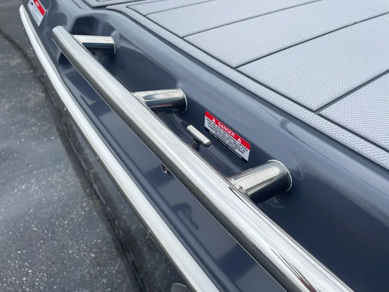 Slide: The Image of 2024 Chaparral 247 SSX boat stern with stainless steel railings. - 25