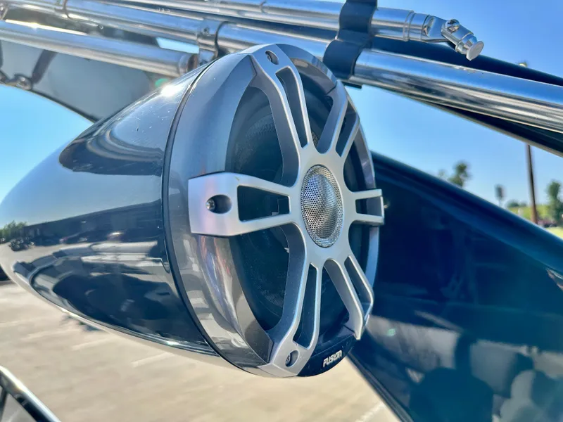 Slide: The Image of Close-up of a speaker on a 2023 Tahoe Pontoon 27FT Grand Tahoe LTD Elite. - 14