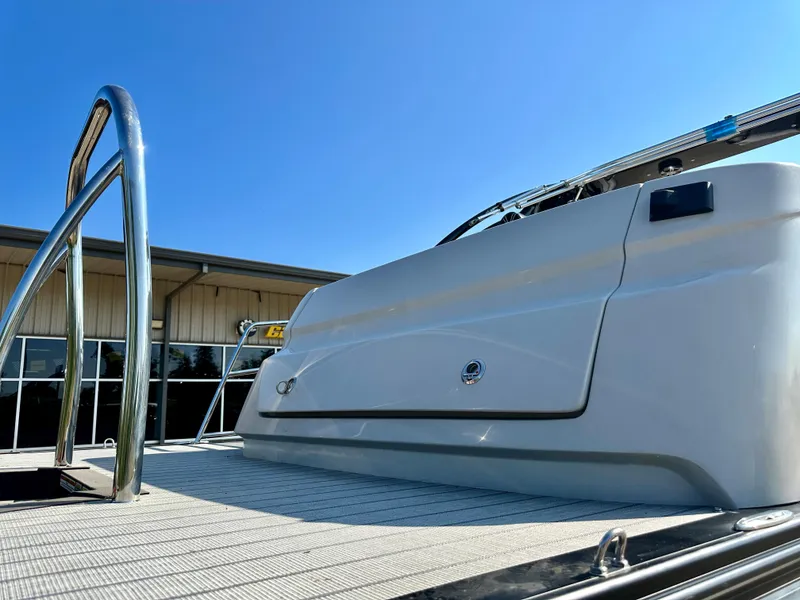 Slide: The Image of 2023 Tahoe Pontoon 27FT Grand Tahoe LTD Elite boat deck with stainless steel railing. - 20
