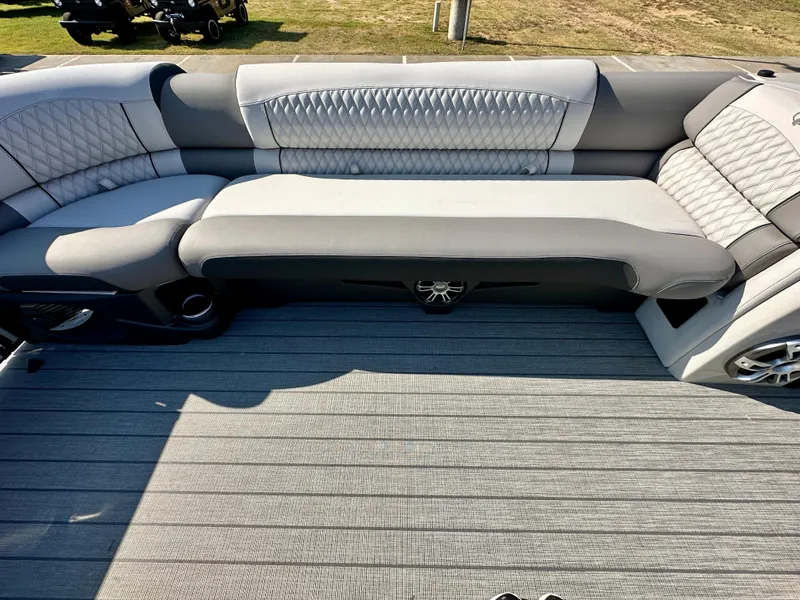 Slide: The Image of 2023 Tahoe Pontoon 27FT Grand Tahoe LTD Elite interior seating area. - 7