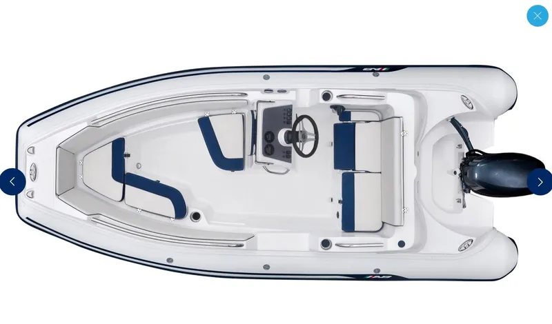 Slide: The Image of 2020 AB Inflatables Nautilus 15 DLX boat, top view, white with blue seating. - 6