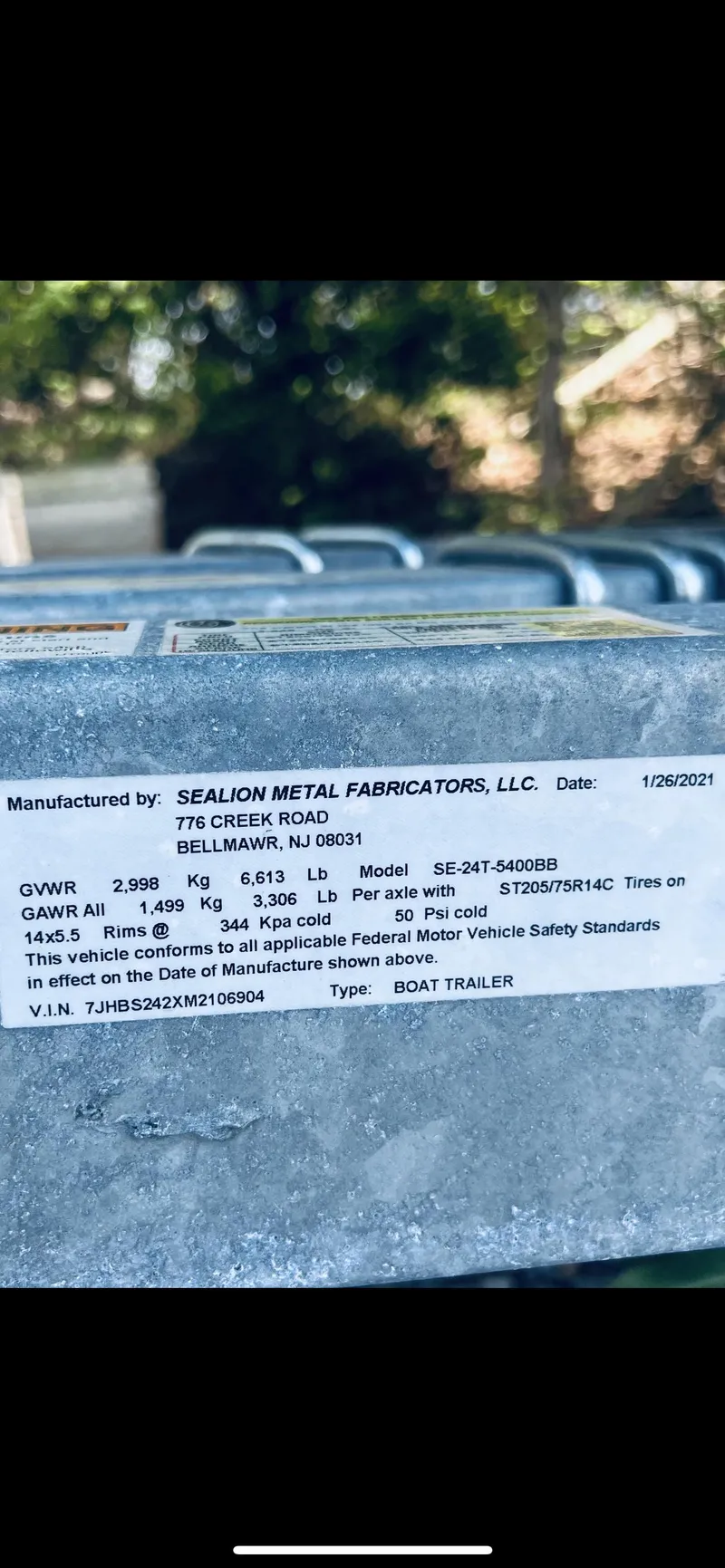 Slide: The Image of 1988 Grady-White Offshore boat trailer label by Sealion Metal Fabricators, LLC. - 11