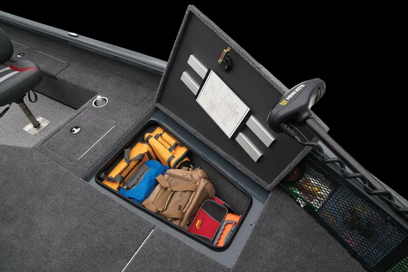 Slide: The Image of 2024 Ranger VS1782SC Angler boat storage compartment with fishing gear. - 22