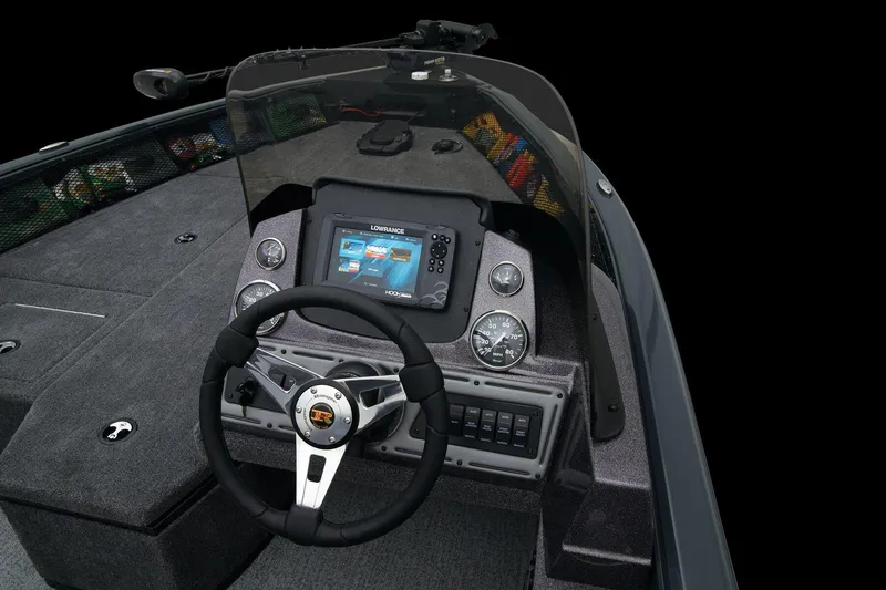Slide: The Image of 2024 Ranger VS1782SC Angler boat dashboard with steering wheel and navigation system. - 30