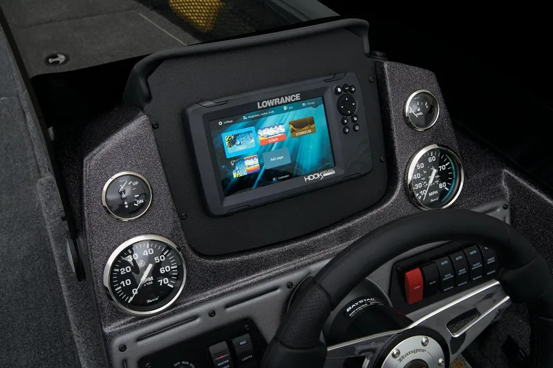 Slide: The Image of 2024 Ranger VS1782SC Angler dashboard with Lowrance fishfinder and gauges. - 34
