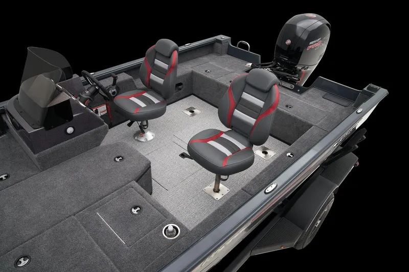 Slide: The Image of 2024 Ranger VS1782SC Angler fishing boat interior with two seats and outboard motor. - 39