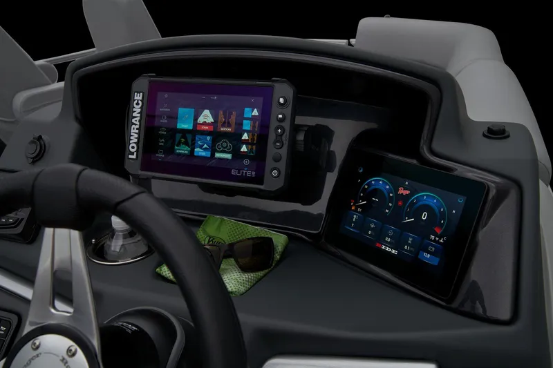 Slide: The Image of Dashboard of 2024 Ranger Reata 223FC with Lowrance Elite fishfinder and digital gauges. - 21